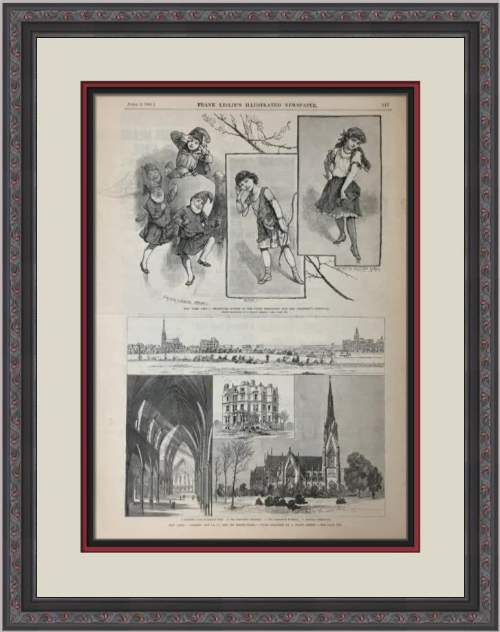 Original 1875 Leslie's Weekly Newspaper Custom Framed Engraving: Original 1875 Leslie's Weekly Newspaper Custom Framed Engraving This original 1875 newspaper from Leslie's Weekly features an engraving and is custom framed with museum quality standards. It showcases