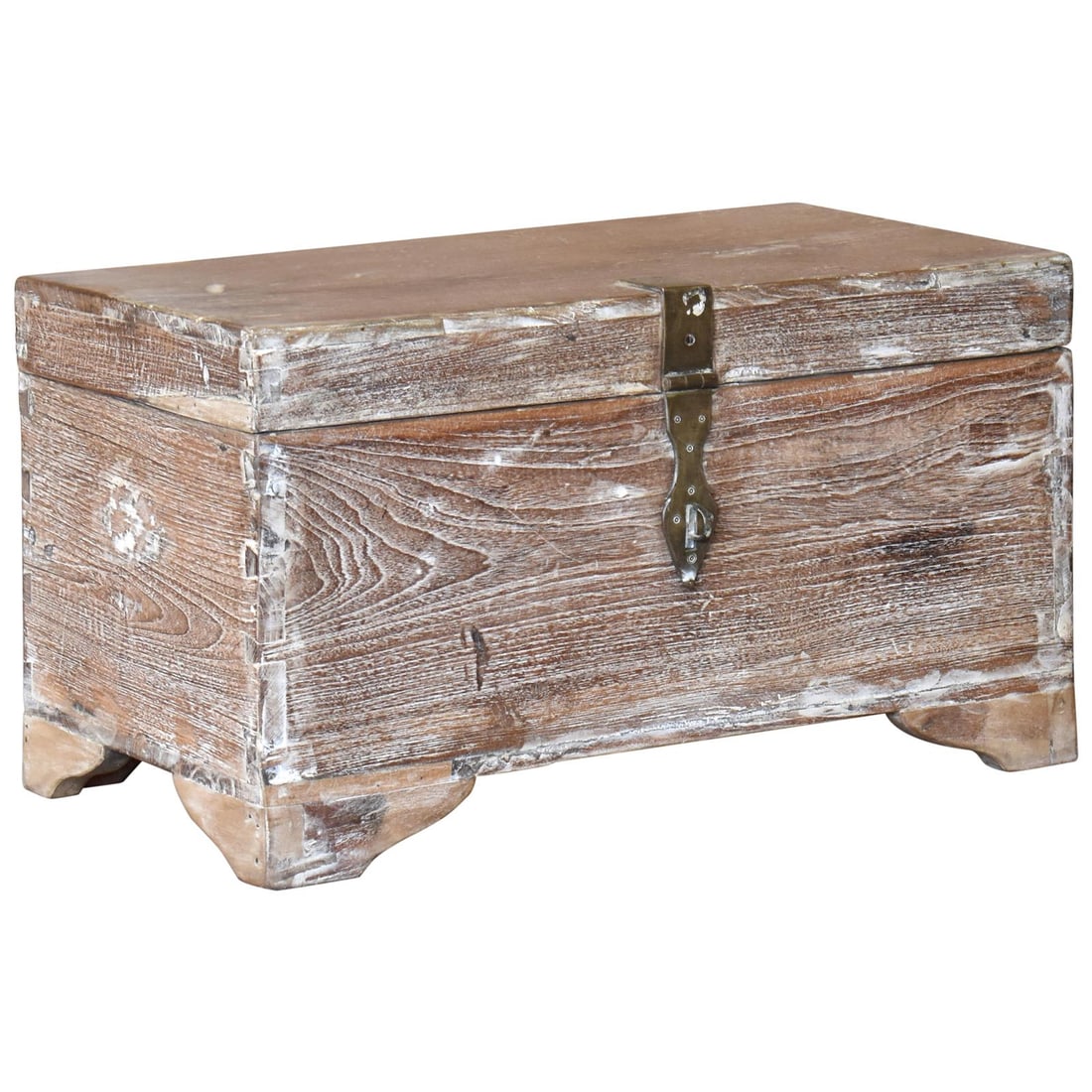 Rustic Teak Wooden Box with Distressed Finish 14H 25W 13D (1 of 1)