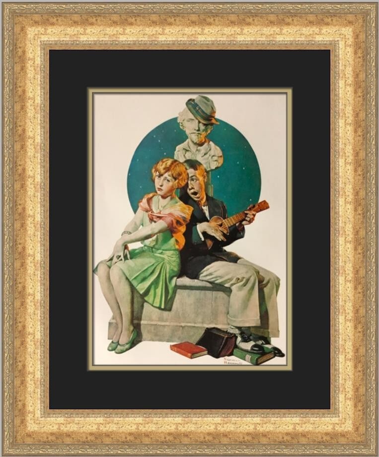 Norman Rockwell The Serenade Custom Framed Print 20x18 Photorealism: Norman Rockwell The Serenade Custom Framed Print 20x18 Photorealism Capture a moment of artistic brilliance with this custom framed print titled 'The Serenade' by renowned artist Norman Rockwell. This