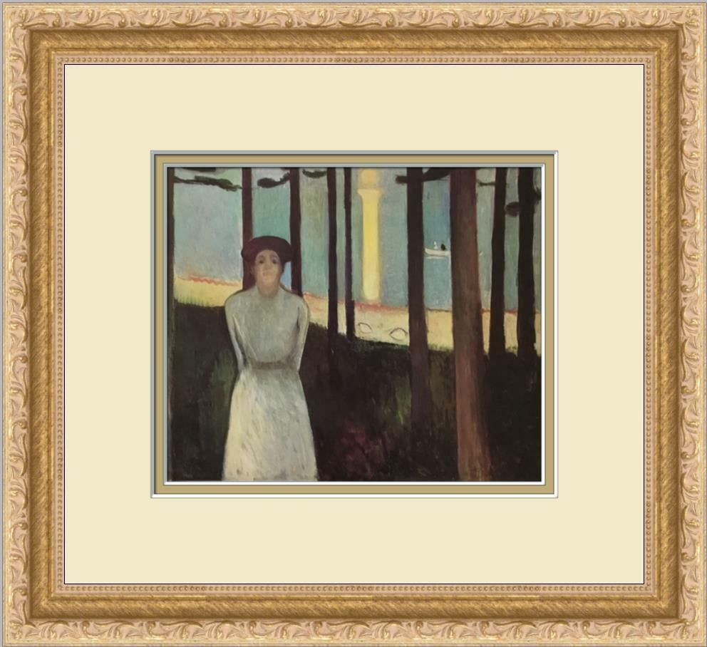Edvard Munch The Voice Custom Framed Offset Lithograph Art: Edvard Munch The Voice Custom Framed Offset Lithograph Art This exquisite custom framed print of Edvard Munch's "The Voice" showcases figurative art from the renowned artist. The print is meticulously