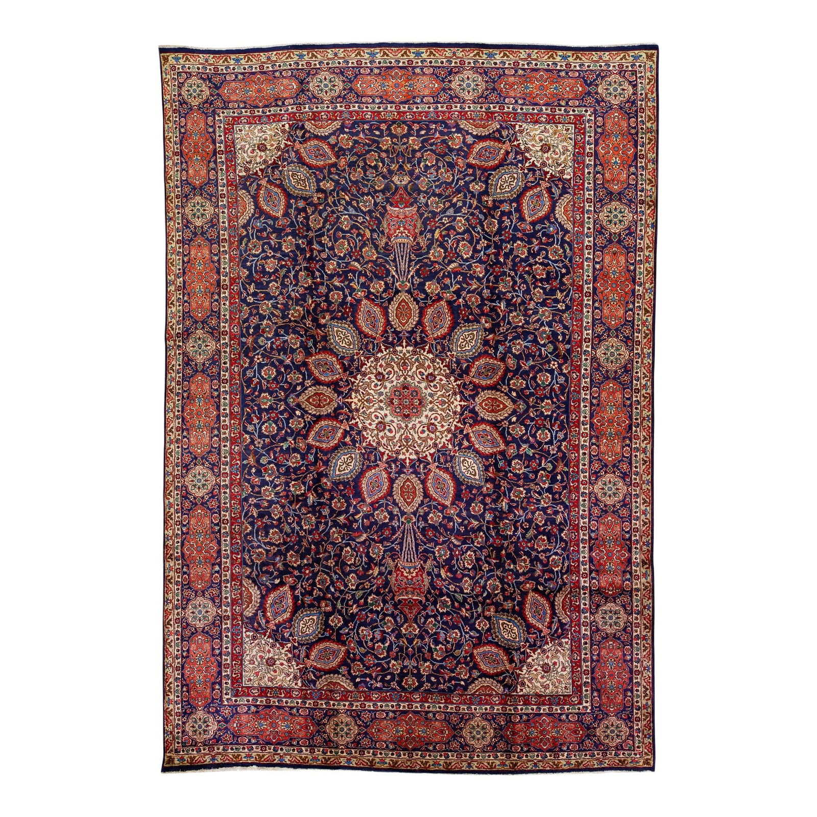 Vintage Persian Tabriz Navy Blue Wool Rug 9'9 x 14'7 Medallion Design (1 of 7)