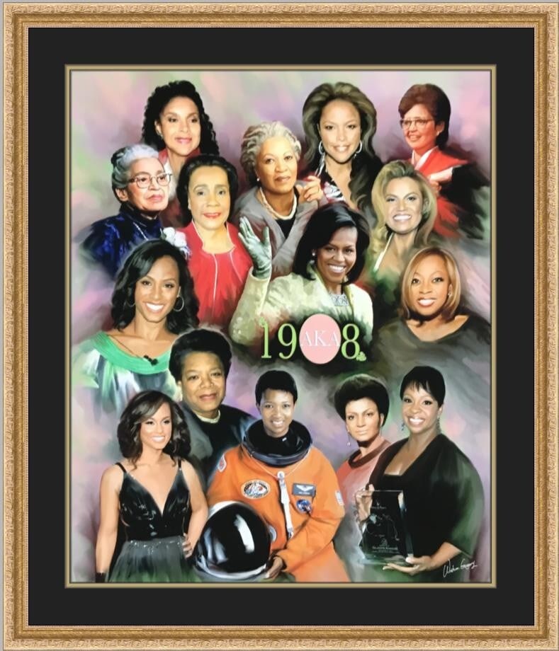 Wishum Gregory Alpha Kappa Alpha Sorority Custom Framed Print 30 x 24: Wishum Gregory Alpha Kappa Alpha Sorority Custom Framed Print 30 x 24 Celebrate the legacy of influential women with this custom framed print titled 'Alpha Kappa Alpha 2 Sorority' by artist Wishum Gre