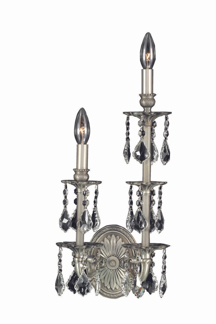 Marseille 2 Light Pewter Wall Sconce with Royal Cut Crystal Accents 17 Inch (1 of 2)