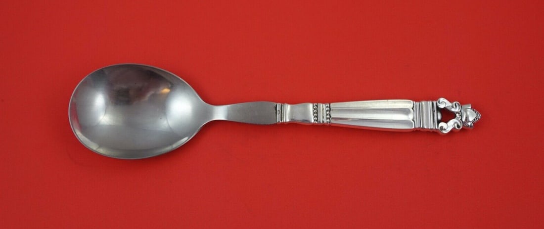 Georg Jensen Acorn Sterling Silver Large Salad Serving Spoon 10 1/4 in: Georg Jensen Acorn Sterling Silver Large Salad Serving Spoon 10 1/4 in This exquisite salad serving spoon is part of the Acorn pattern by Georg Jensen, crafted in sterling silver. Featuring a hollow h