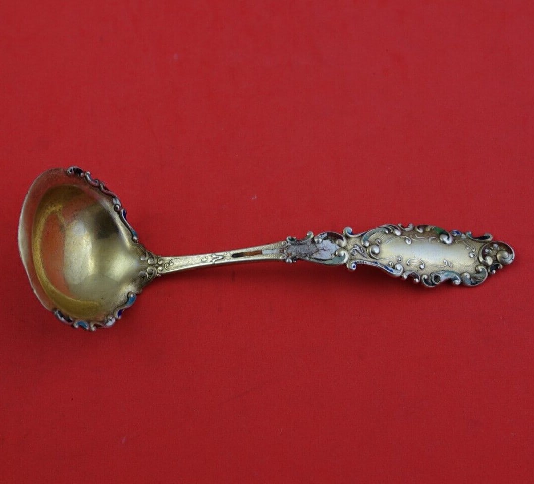 Gorham Luxembourg Sterling Silver Sauce Ladle Gold Washed Enamel 5 3/4" (1 of 3)