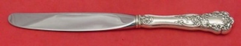 Sterling Silver Modern Knife 8.75 Inch Buttercup Pattern: Sterling Silver Modern Knife 8.75 Inch Buttercup Pattern This is a Gorham Buttercup pattern regular knife crafted from sterling silver. The knife features intricately carved floral motifs along the ha