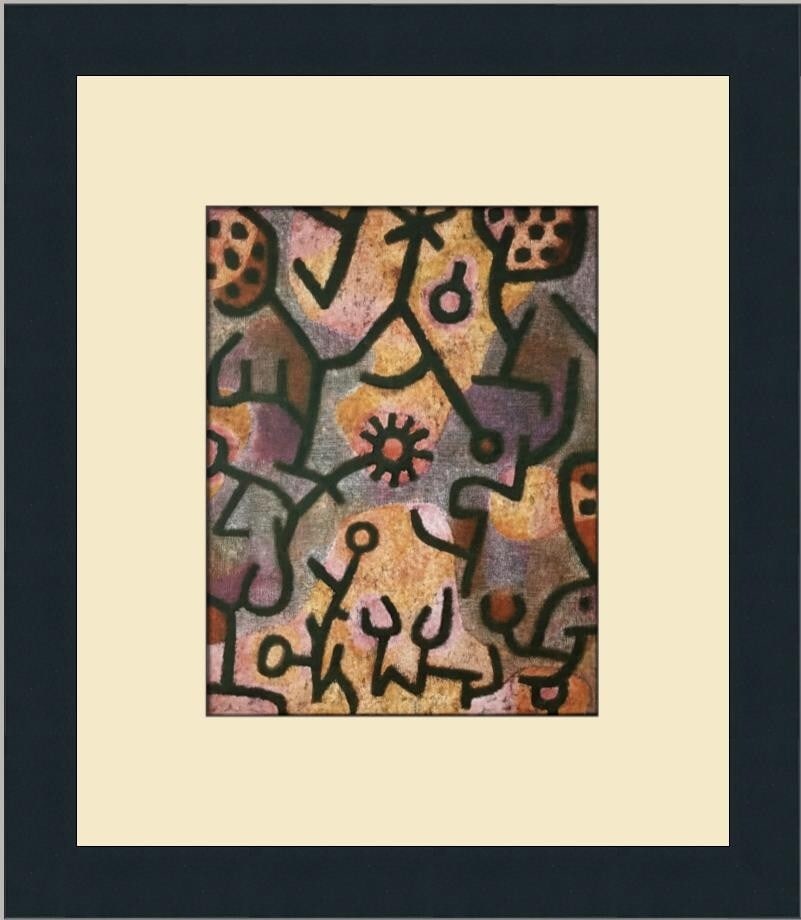 Paul Klee Flora on the Rocks Custom Framed Expressionist Print 14x12: Paul Klee Flora on the Rocks Custom Framed Expressionist Print 14x12 Presenting a stunning custom framed print titled 'Flora on the Rocks' by renowned artist Paul Klee. This expressionist piece is an