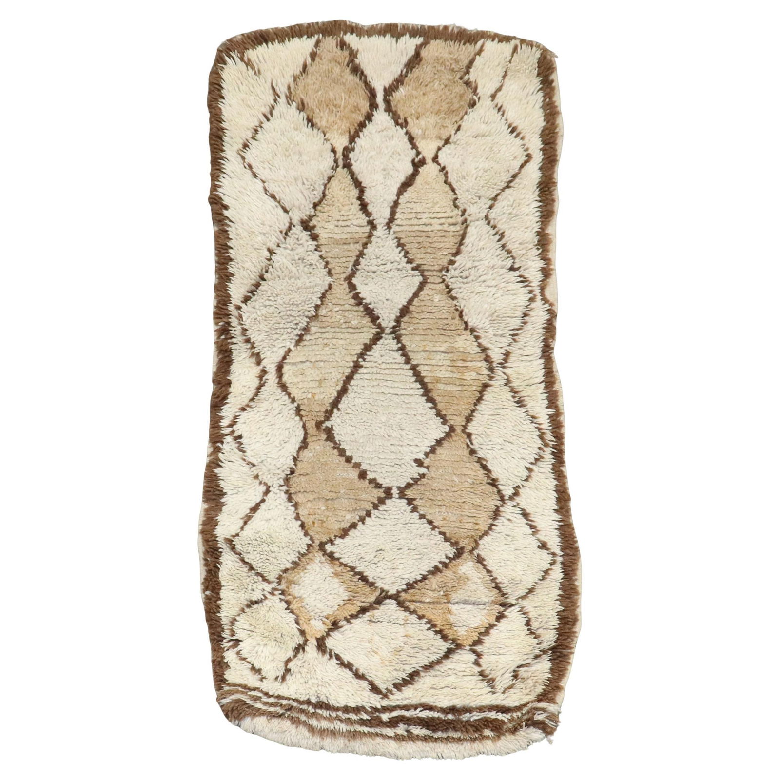 Zabihi Collection Moroccan Wool Hand-Woven Plush Rug 2'8 x 5'10: Zabihi Collection Moroccan Wool Hand-Woven Plush Rug 2'8 x 5'10 Enhance your living space with this exquisite small Moroccan plush rug from the Zabihi Collection. Featuring a mid-century modern style,