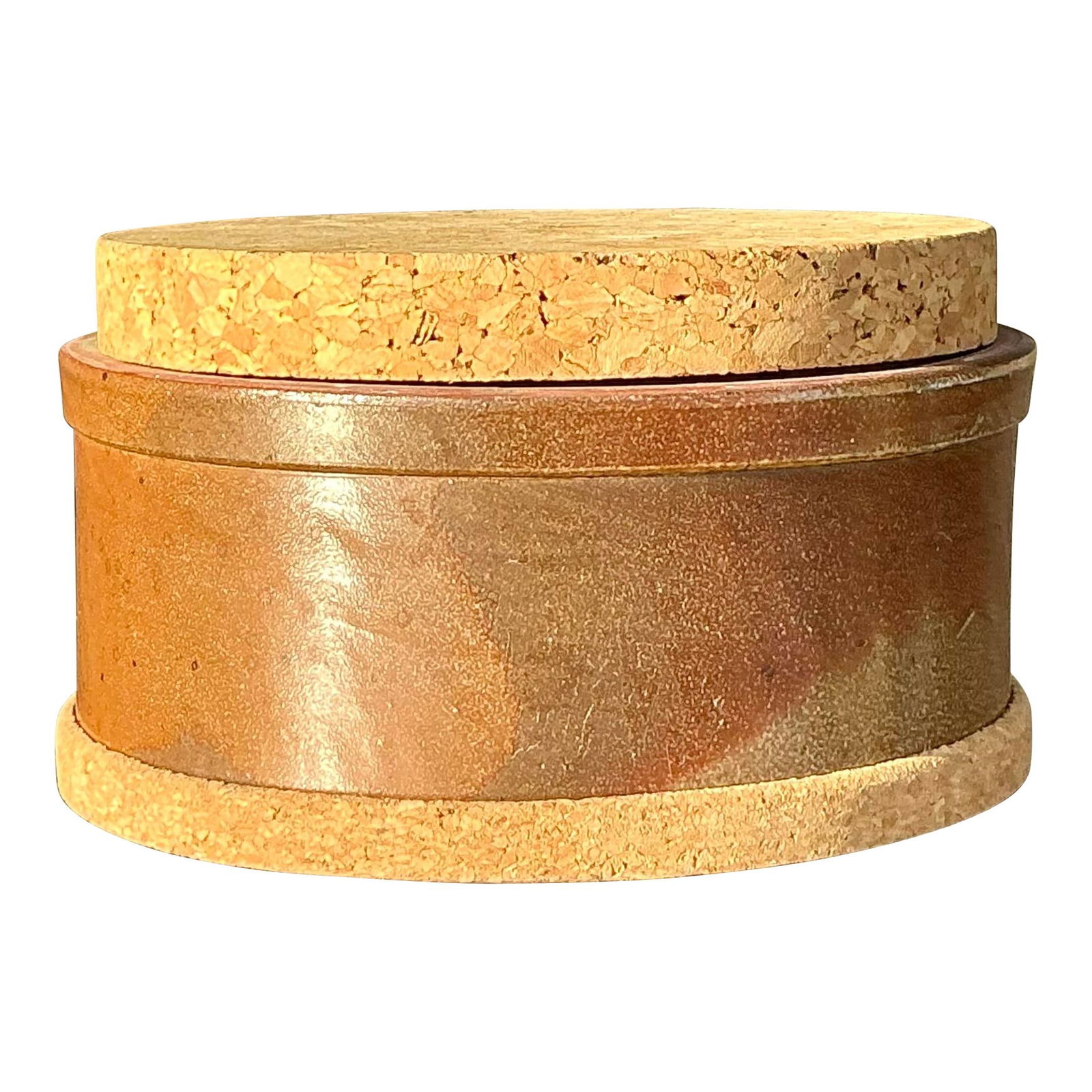 Vintage Boho Studio Pottery Lidded Bowl with Cork Lid (1 of 7)