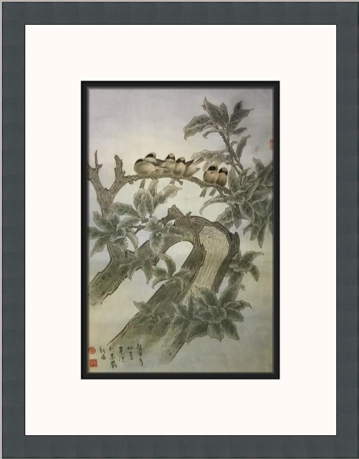 Jia Kede Mannikins in Spring Custom Framed Print Birds Flowers Art: Jia Kede Mannikins in Spring Custom Framed Print Birds Flowers Art This stunning custom framed print titled 'Mannikins in Spring' by artist Jia Kede captures the beauty of birds and flowers in a reali