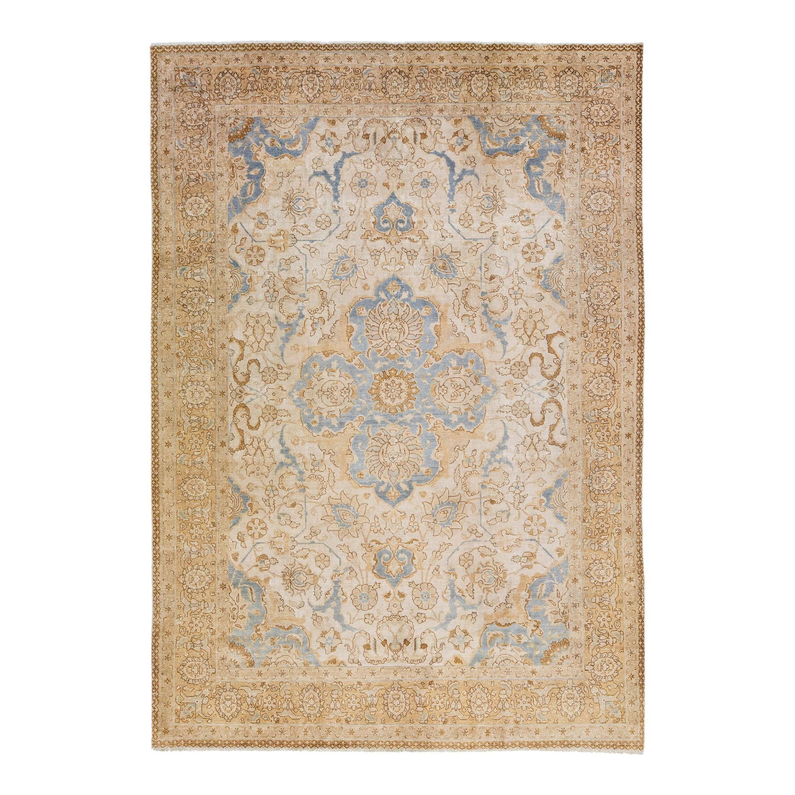 1960s Persian Tabriz Brown Handmade Wool Medallion Rug 8'2 x 11'7: 1960s Persian Tabriz Brown Handmade Wool Medallion Rug 8'2 x 11'7 Discover this exquisite vintage Persian Tabriz hand-knotted wool rug, showcasing a rich brown field complemented by a tan frame and ad