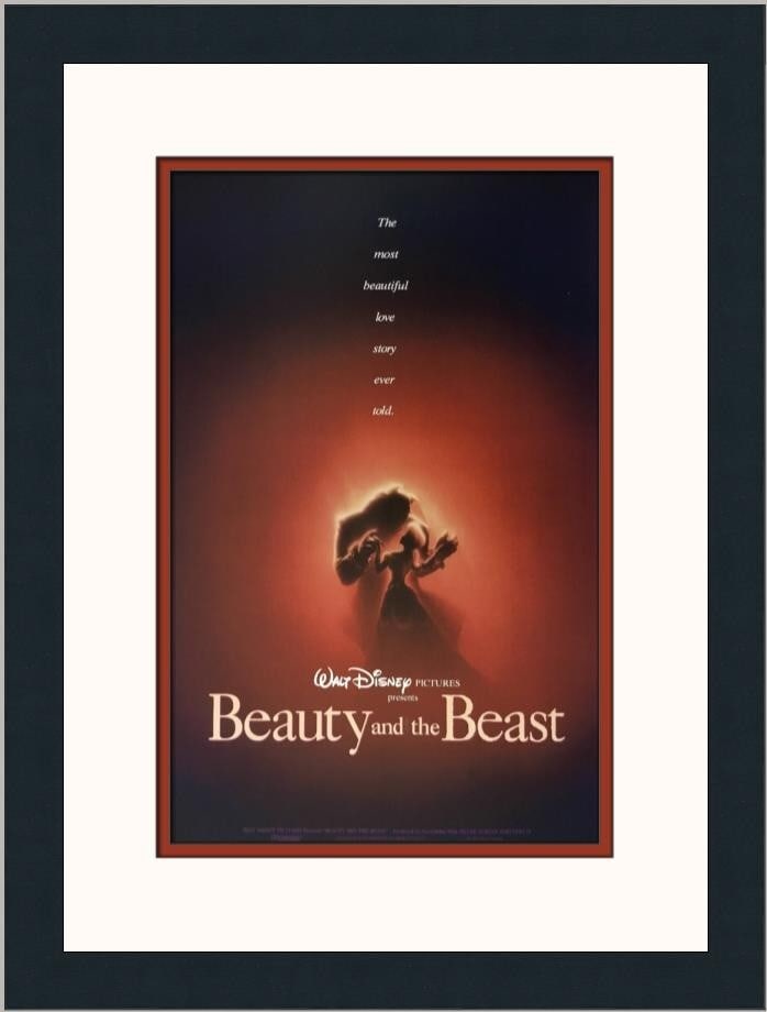 Disney Beauty and the Beast Custom Framed Print 1992 Artwork: Disney Beauty and the Beast Custom Framed Print 1992 Artwork This stunning custom framed print features the beloved Disney classic, Beauty and the Beast. Created by Disney Studios in 1992, this medium