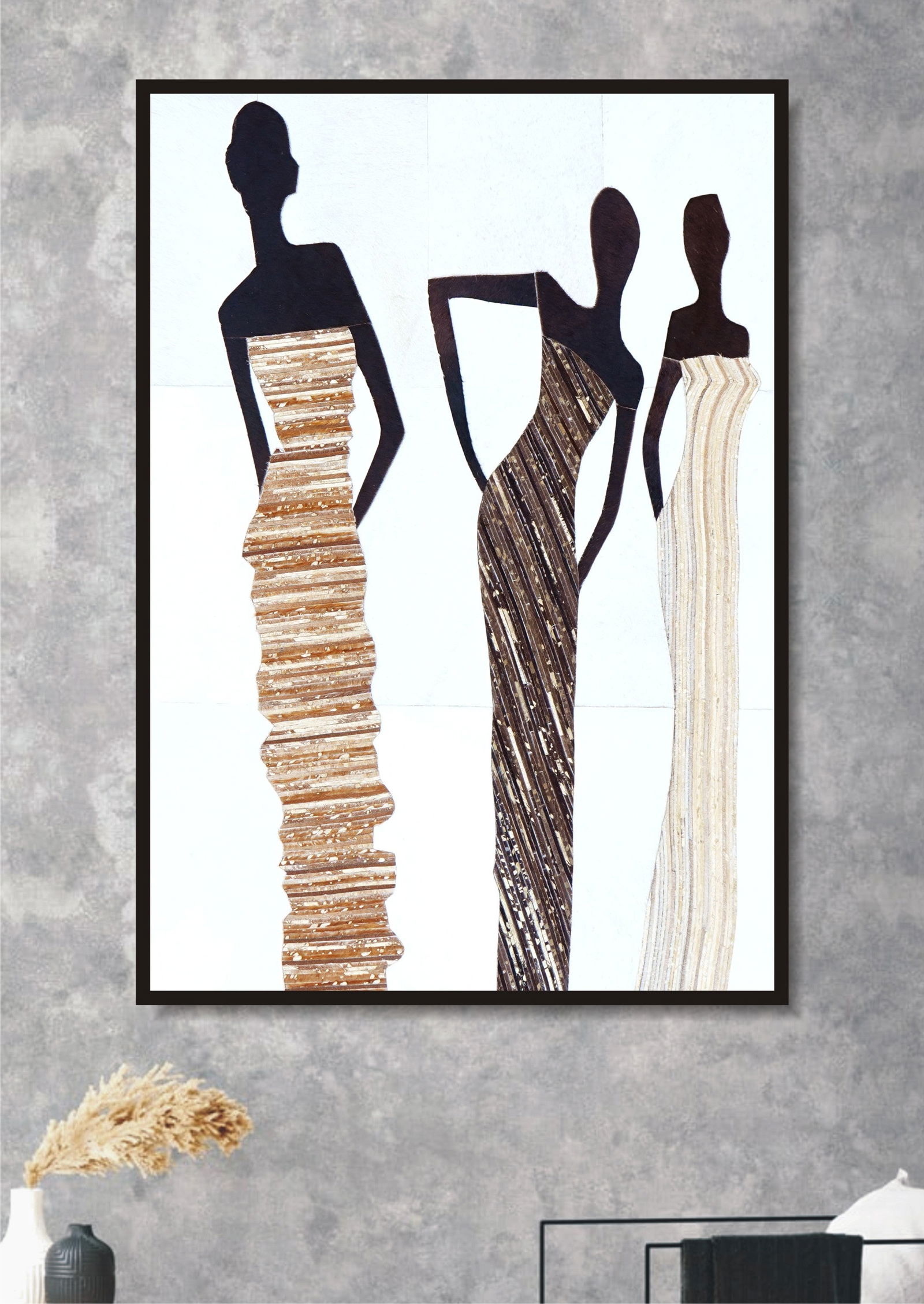 Handcrafted Cowhide Mosaic Wall Art Trio in Earth Tone Leather 12x12: Handcrafted Cowhide Mosaic Wall Art Trio in Earth Tone Leather 12x12 Free continental US Shipping This handcrafted wall art features a mosaic design made from individually cut pieces of genuine cowhid