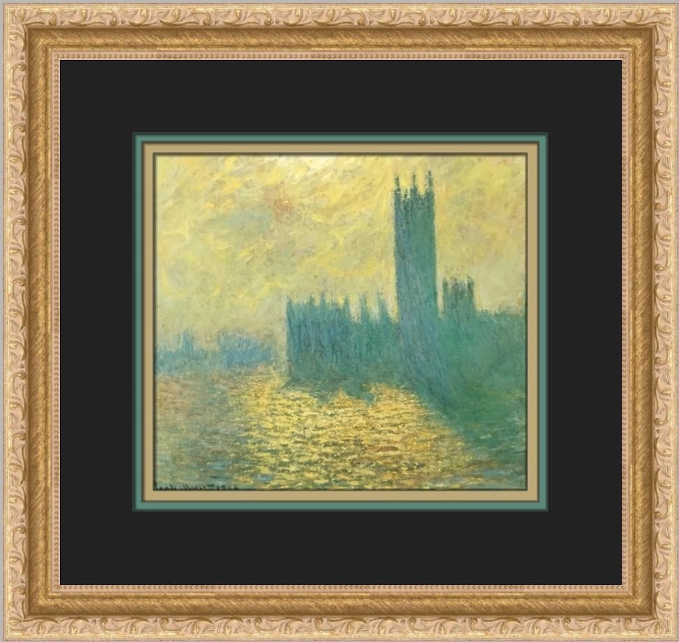 Claude Monet The Houses of Parliament Stormy Sky Custom Framed Print 14x13: Claude Monet The Houses of Parliament Stormy Sky Custom Framed Print 14x13 This stunning custom framed print features Claude Monet's iconic work, "The Houses of Parliament with Stormy Sky." Measuring