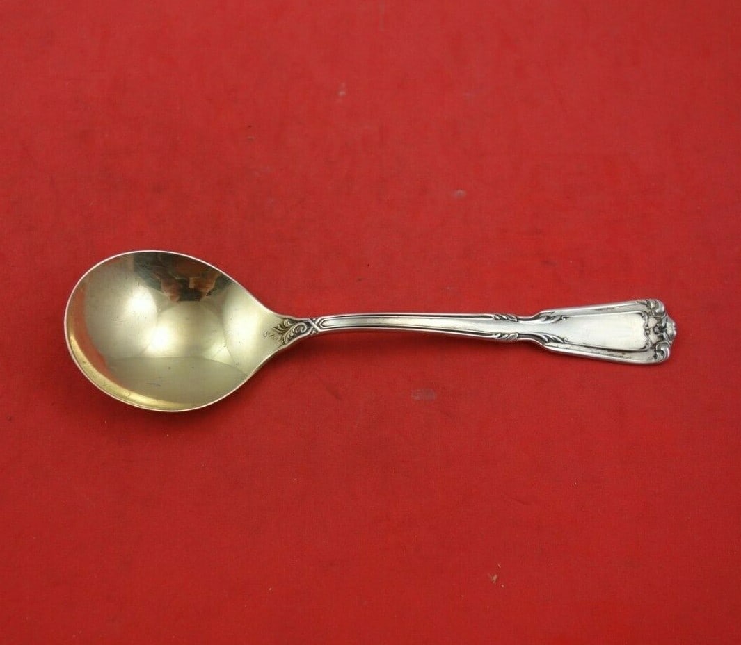 Reed and Barton Chambord Sterling Silver Bouillon Soup Spoon 5 1/4" Gold Washed (1 of 3)