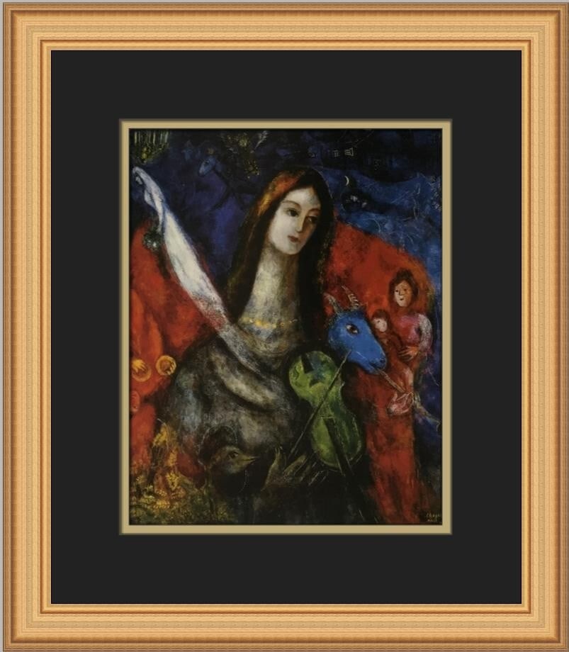 Marc Chagall Blue Concert Custom Framed Print 1973 Cubism Art: Marc Chagall Blue Concert Custom Framed Print 1973 Cubism Art This stunning custom framed print titled "Blue Concert" by the renowned artist Marc Chagall captures the essence of Cubism, Expressionism,