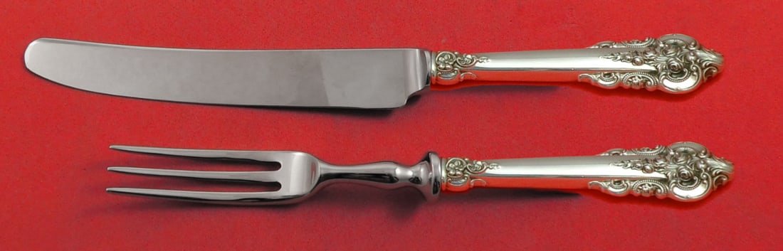 Wallace Grande Baroque Sterling Silver 2-Piece Individual Fruit Set: Wallace Grande Baroque Sterling Silver 2-Piece Individual Fruit Set Presenting a beautifully crafted 2-piece individual fruit set from the Grande Baroque collection by Wallace. This elegant set showca