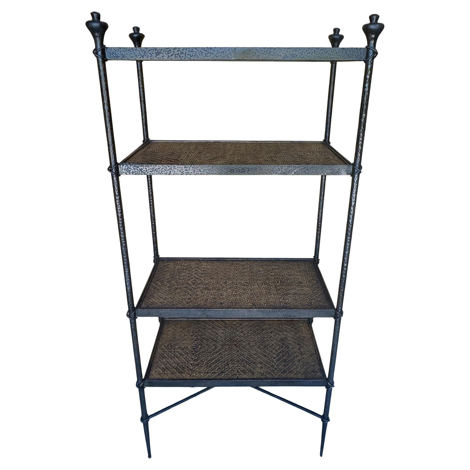 French Modern Forged Bronze Rattan Etagere Sculptural Design 75in (1 of 14)