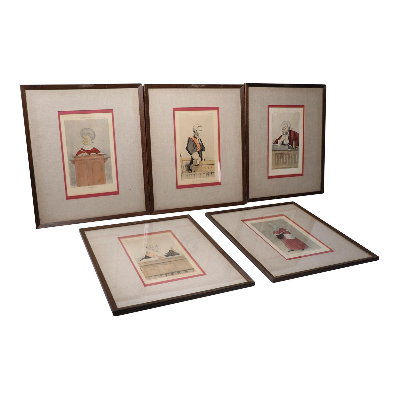 Set of 5 Framed Leslie Ward Spy Prints from Vanity Fair: Set of 5 Framed Leslie Ward Spy Prints from Vanity Fair This collection features a lot of five framed Spy prints by Leslie Ward, originally created for Vanity Fair. Each print is beautifully presented