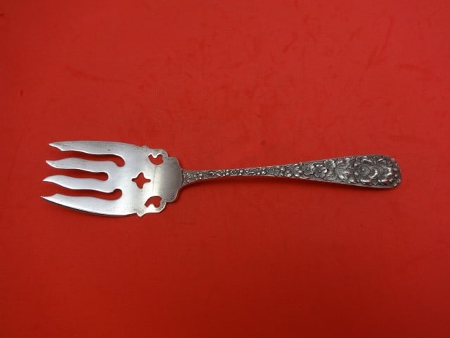 Stieff Forget Me Not Sterling Silver Cold Meat Fork 8 3/4": Stieff Forget Me Not Sterling Silver Cold Meat Fork 8 3/4" This exquisite cold meat fork from Stieff's Forget Me Not pattern is crafted from high-quality sterling silver. The fork measures 8 3/4 inche