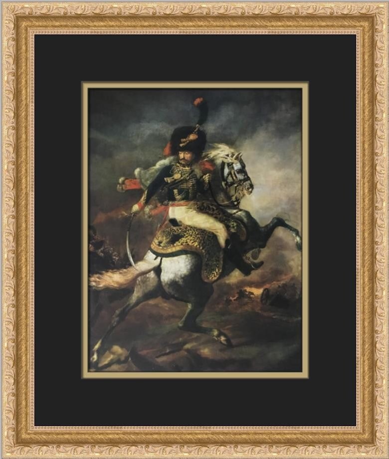 Theodore Gericault Mounted Officer of the Guard Custom Framed Art Print: Theodore Gericault Mounted Officer of the Guard Custom Framed Art Print Enhance your art collection with this custom framed print titled 'Mounted Officer of the Guard' by artist Theodore Gericault. Th
