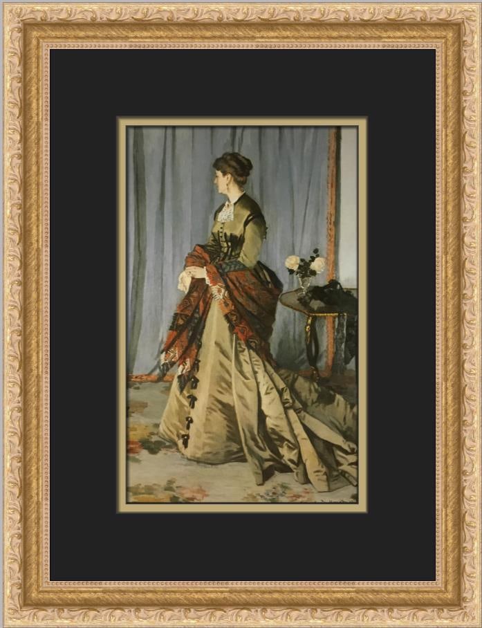 Claude Monet Madame Gaudibert Custom Framed Print 15x12 Impressionism: Claude Monet Madame Gaudibert Custom Framed Print 15x12 Impressionism This stunning custom framed print features Claude Monet's renowned artwork, "Madame Gaudibert." Created using offset lithograph te