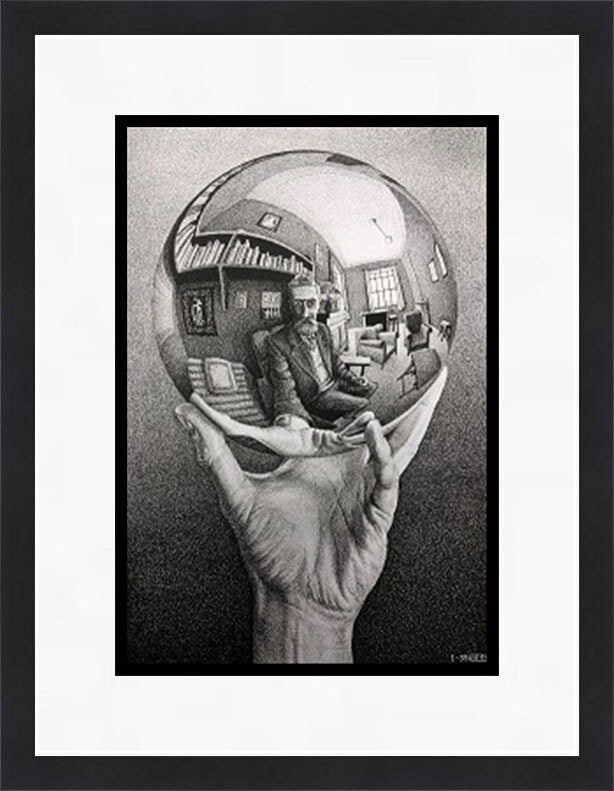 M.C. Escher Hand with Reflecting Globe Custom Framed Print Surrealist Art (1 of 1)