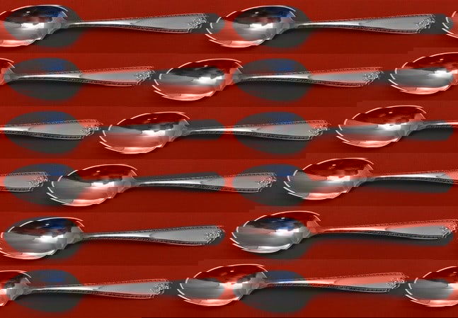 Westmorland Lady Hilton Sterling Silver Demitasse Spoon Set of 12: Westmorland Lady Hilton Sterling Silver Demitasse Spoon Set of 12 Discover the elegance of the Lady Hilton demitasse spoon set by Westmorland, featuring 12 exquisite sterling silver spoons, each measu