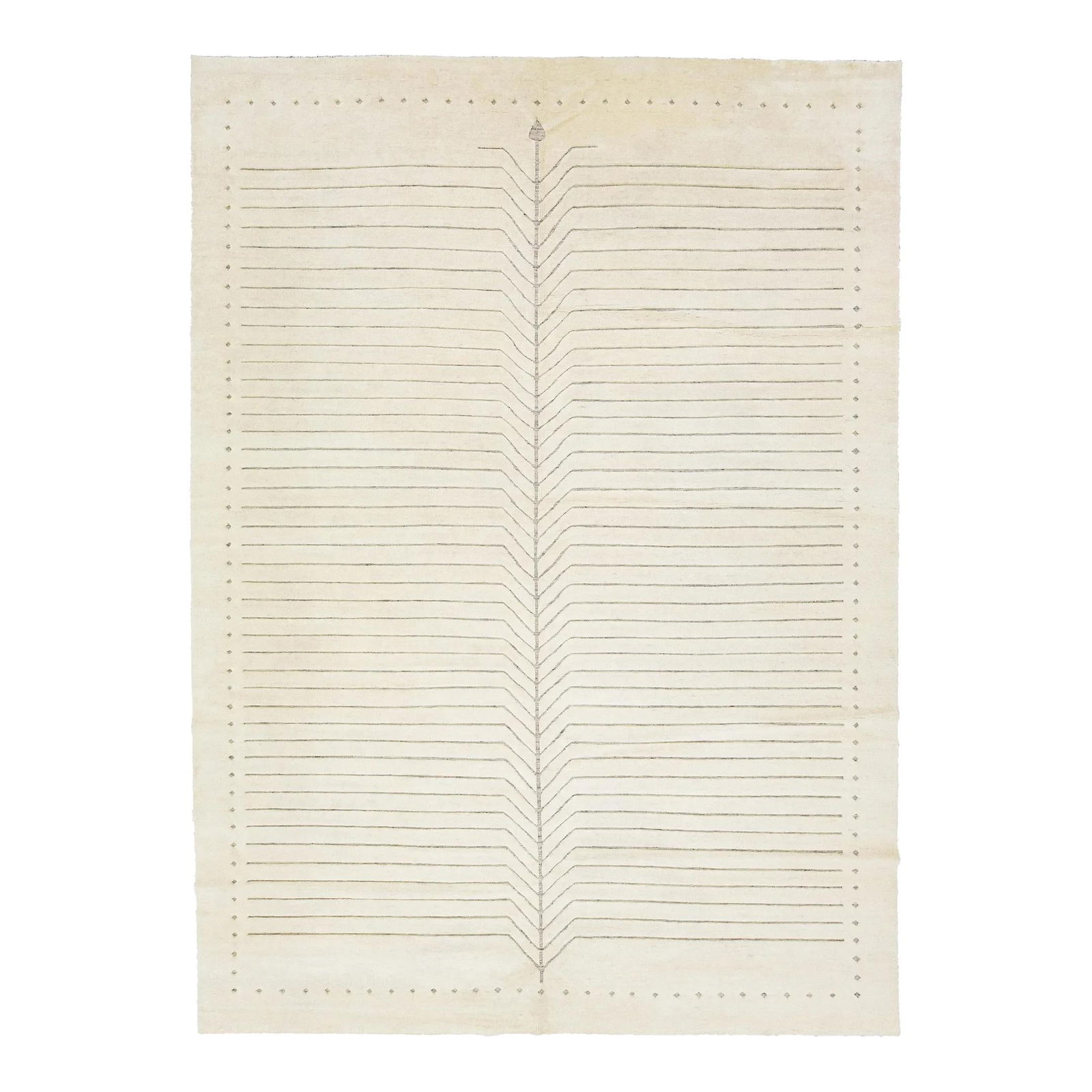 Handcrafted Modern Moroccan Wool Rug 10' x 14' Ivory: Handcrafted Modern Moroccan Wool Rug 10' x 14' Ivory This hand-crafted modern Moroccan style rug boasts a minimalist gray design elegantly set against a luxurious ivory background. Perfect for transfo