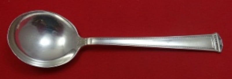 Sterling Silver Bouillon Spoon Pantheon Pattern by International 5.5 Inch: Sterling Silver Bouillon Spoon Pantheon Pattern by International 5.5 Inch This is a Pantheon pattern bouillon soup spoon by International Silver, crafted from sterling silver. Measuring 5 1/2 inches i
