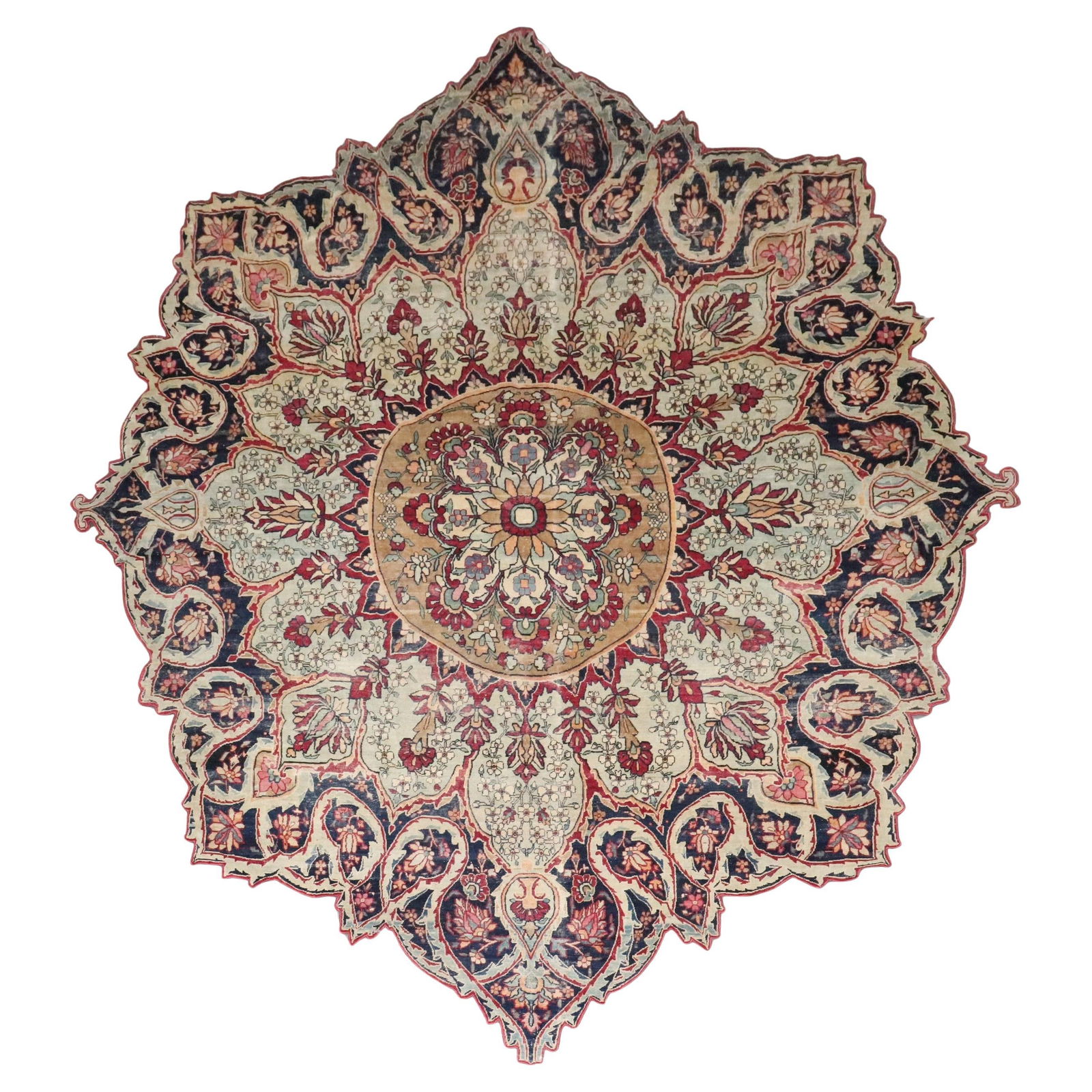 Rare Scalloped Medallion Tabriz Rug 8'3'' x 9'10'' Wool Hand-Knotted: Rare Scalloped Medallion Tabriz Rug 8'3'' x 9'10'' Wool Hand-Knotted Discover the elegance of this rare Persian Tabriz rug, showcasing a stunning scalloped medallion silhouette that exemplifies the re
