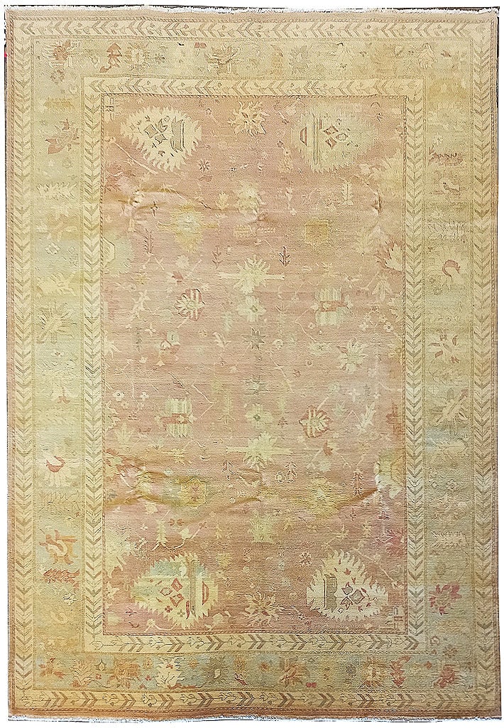 8.1 x 11.9 Handwoven Oushak Area Rug Neutral Tones Wool (1 of 9)
