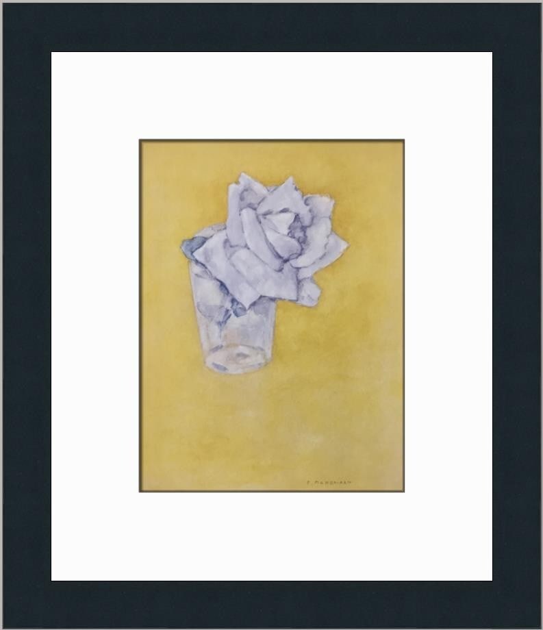 Piet Mondrian Rose in a Glass Custom Framed Art Print: Piet Mondrian Rose in a Glass Custom Framed Art Print This exquisite print titled "Rose in a Glass" by renowned artist Piet Mondrian captures the essence of Expressionism. Produced in 2004, this mediu