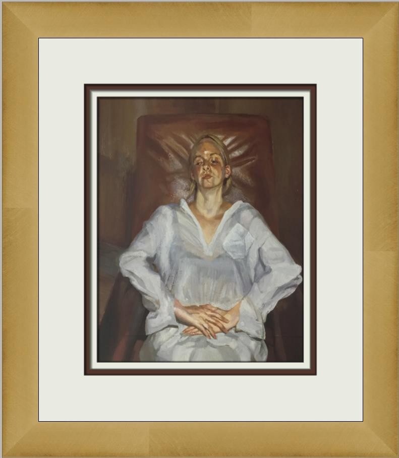 Lucian Freud Louisa Custom Framed Print 2003 Art Realism Surrealism: Lucian Freud Louisa Custom Framed Print 2003 Art Realism Surrealism This exquisite custom framed print titled 'Louisa' by renowned artist Lucian Freud showcases a stunning portrayal in a blend of real