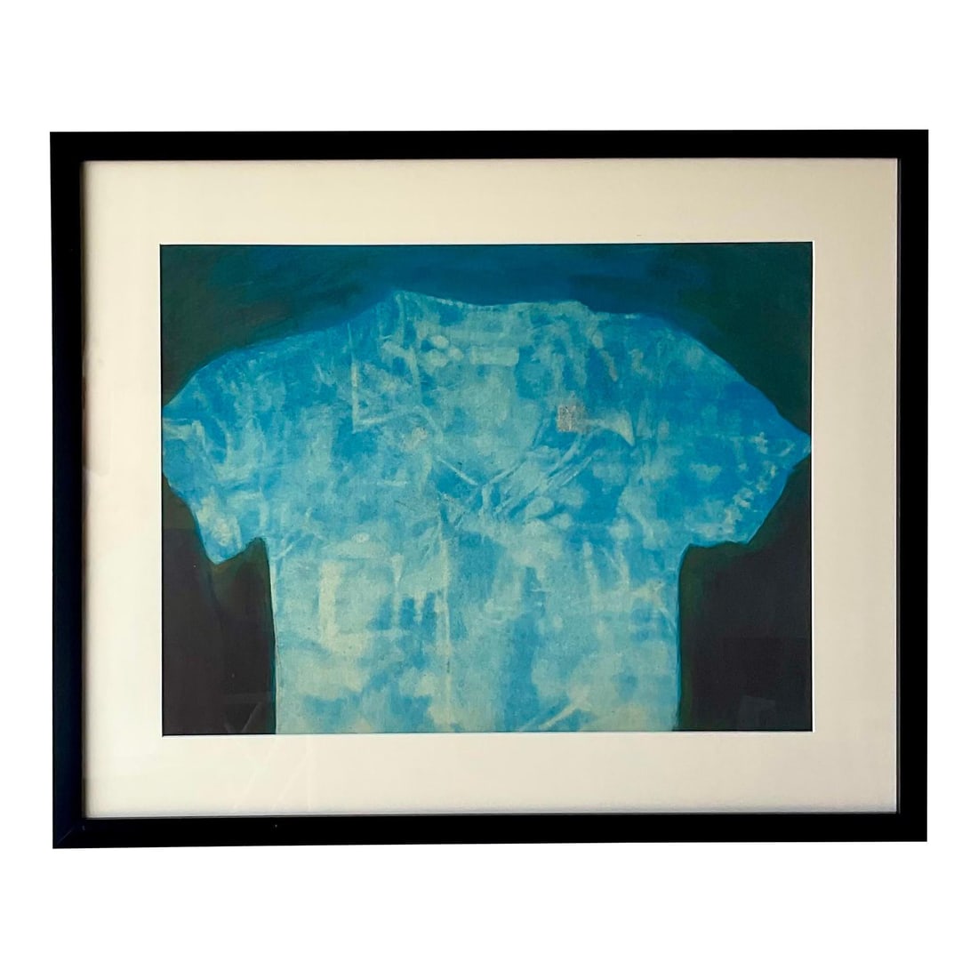 Joe Davoli Vintage Abstract Oil Crayon Shirt Painting on Paper: Joe Davoli Vintage Abstract Oil Crayon Shirt Painting on Paper Discover a stunning vintage abstract still life painting featuring a shirt in a vibrant royal blue hue. This original artwork, created by