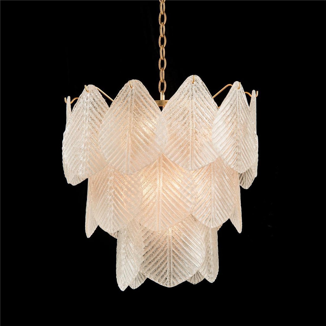 John-Richard Gold Leaf Frosted Glass Chandelier 9-Light (1 of 1)