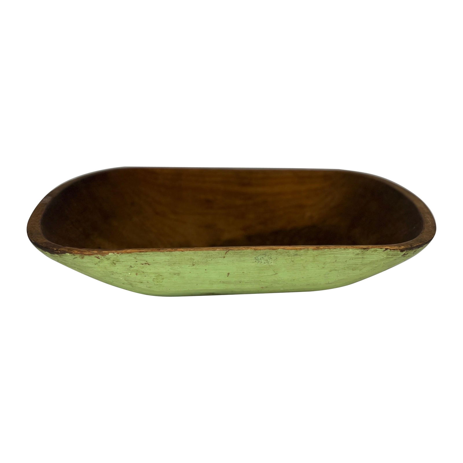 19th Century Primitive Pennsylvania Painted Dough Bowl 18": 19th Century Primitive Pennsylvania Painted Dough Bowl 18" This exquisite Antique Primitive Pennsylvania Dough Bowl, measuring 18 inches in width, showcases its 19th-century origins with a charming gr