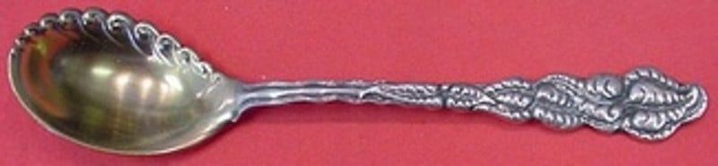 Tiffany and Co Ailanthus Sterling Silver Sorbet Spoon Gold-Washed Ruffled Edge: Tiffany and Co Ailanthus Sterling Silver Sorbet Spoon Gold-Washed Ruffled Edge Elevate your dining experience with this exquisite Ailanthus pattern sorbet spoon by Tiffany and Co. Crafted from sterlin