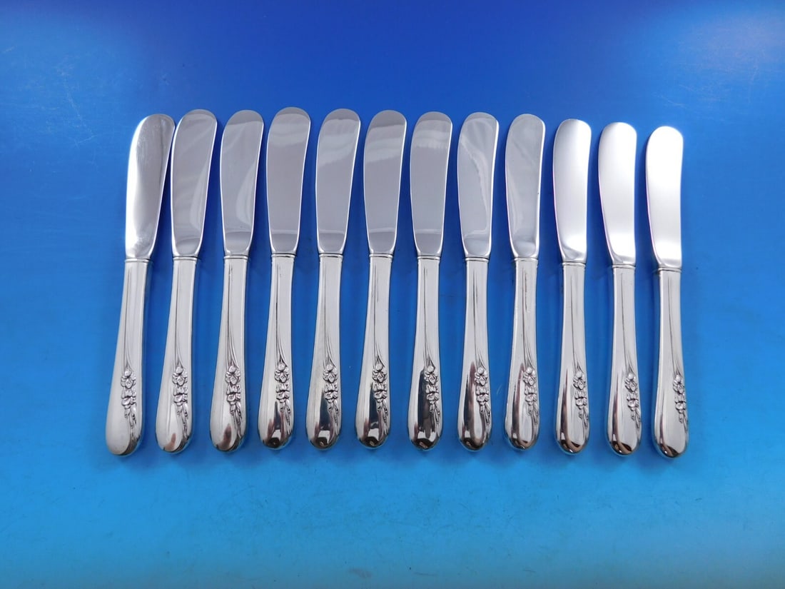 International Silver Blossom Time Set of 12 Butter Spreaders Sterling Silver: International Silver Blossom Time Set of 12 Butter Spreaders Sterling Silver Enhance your dining experience with this elegant set of 12 butter spreaders from the Blossom Time pattern by International