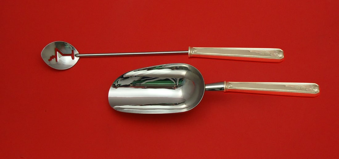 Lady Baltimore Whiting Sterling Silver Bar Set 2pc Monogrammed: Lady Baltimore Whiting Sterling Silver Bar Set 2pc Monogrammed Enhance your bar collection with this exquisite Lady Baltimore by Whiting Sterling Silver Bar Set. This custom-made two-piece set feature