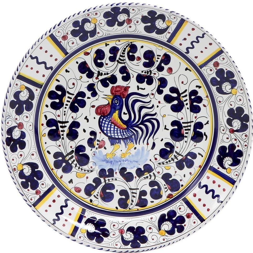 New Orvieto Blue Rooster Charger 13 Inch Italian Ceramics: New Orvieto Blue Rooster Charger 13 Inch Italian Ceramics Embrace the beauty of Italian craftsmanship with this charming Orvieto Blue Rooster Charger. This exquisite piece features a vibrant blue roos