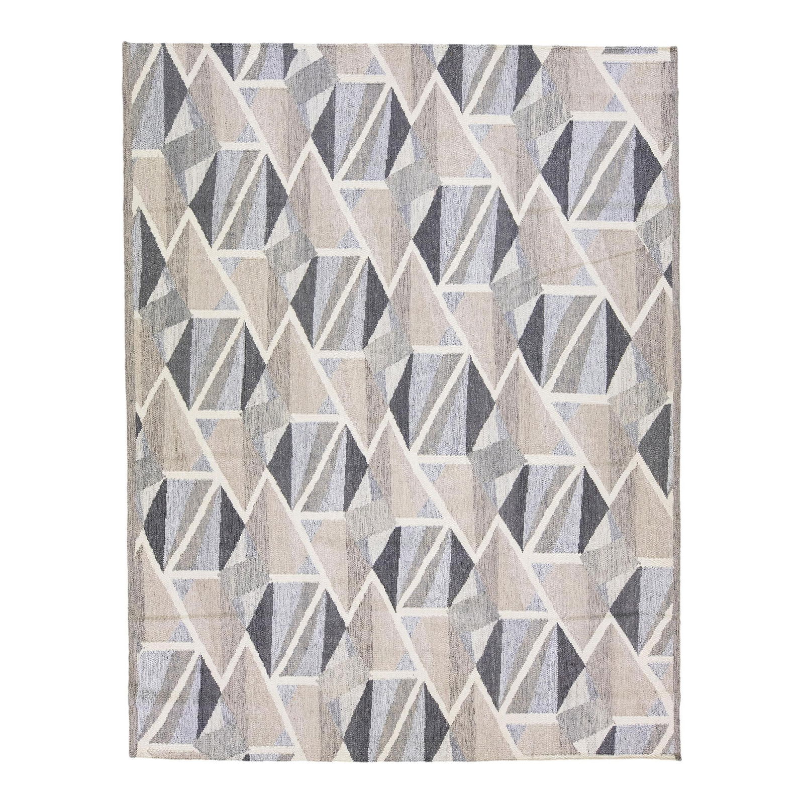 Beige Handmade Wool Rug Modern Swedish Style Abstract Design 10'6 x 13'7: Beige Handmade Wool Rug Modern Swedish Style Abstract Design 10'6 x 13'7 Enhance your space with this stunning Swedish-style handmade wool rug. Featuring a soft beige color field, this rug showcases a