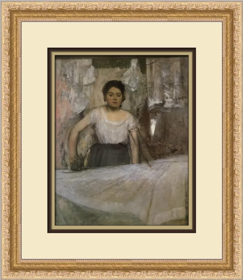 Edgar Degas Woman Ironing Custom Framed Print 16 x 14 Impressionism: Edgar Degas Woman Ironing Custom Framed Print 16 x 14 Impressionism This custom framed print titled "Woman Ironing" is a beautiful representation of Impressionism by renowned artist Edgar Degas. Creat