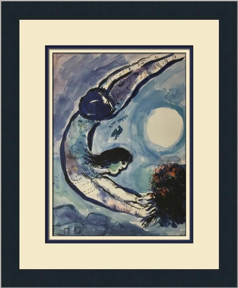 Marc Chagall Greetings to My Native Country Custom Framed Art Print: Marc Chagall Greetings to My Native Country Custom Framed Art Print This charming print titled "Greetings to My Native Country" by Marc Chagall captures the essence of modernism. Professionally custom