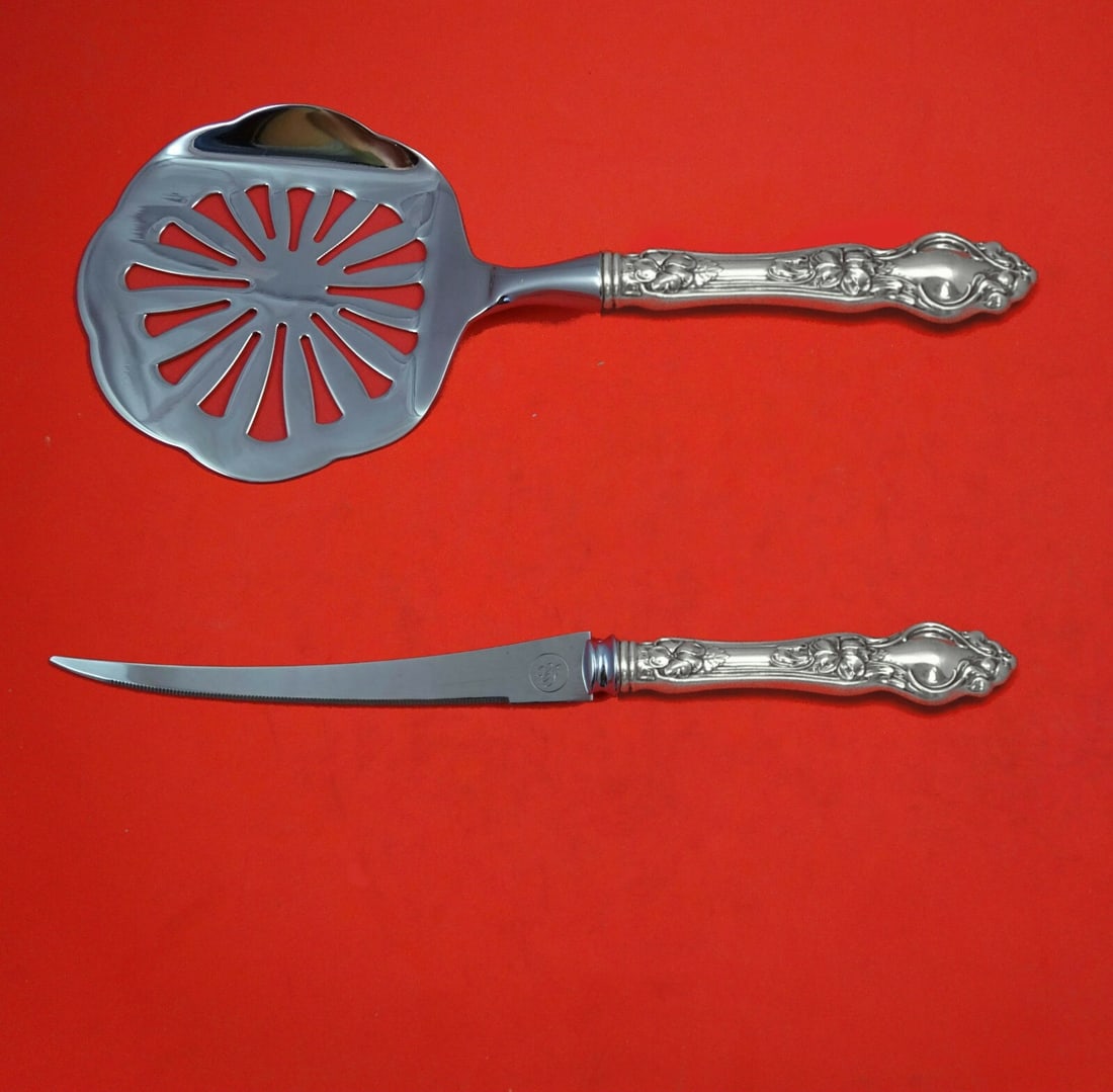 Wallace Violet Sterling Silver Tomato Serving Set 2-Piece Custom Made: Wallace Violet Sterling Silver Tomato Serving Set 2-Piece Custom Made Discover this exquisite 2-piece Tomato Serving Set from the renowned Wallace brand, crafted in the elegant Violet pattern. Made fr