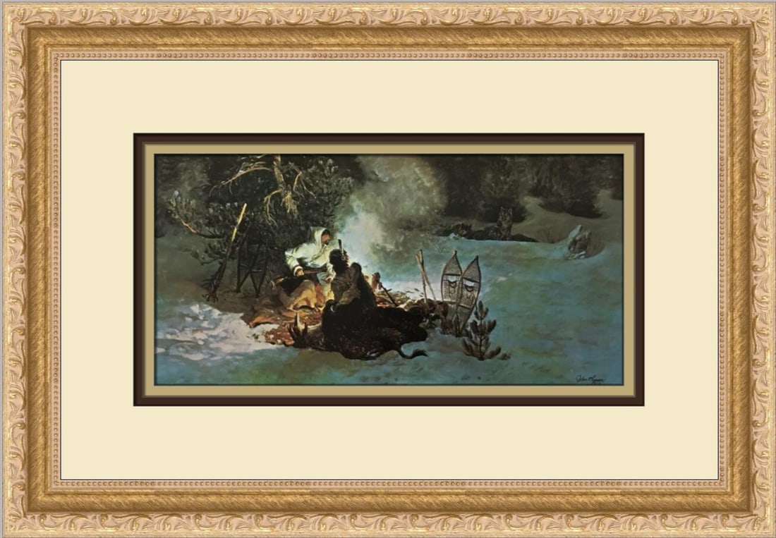 John Clymer Night Visitors Custom Framed Print 11 x 16 Art: John Clymer Night Visitors Custom Framed Print 11 x 16 Art This stunning custom framed print titled "Night Visitors" by artist John Clymer captures the essence of Impressionism Realism. Produced in 19