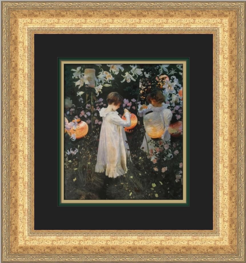 John Singer Sargent Carnation Lily Lily Rose Framed Print 1997: John Singer Sargent Carnation Lily Lily Rose Framed Print 1997 This stunning custom framed print of John Singer Sargent's "Carnation Lily Lily Rose" captures the essence of expressionism and impressio