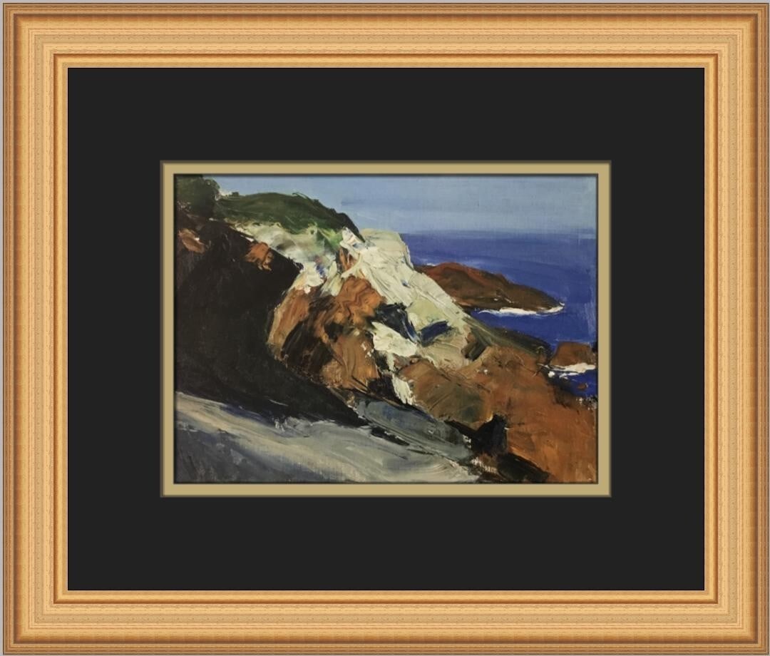 Edward Hopper A Sea and Rocky Shore Custom Framed Art Print 12x14: Edward Hopper A Sea and Rocky Shore Custom Framed Art Print 12x14 This exquisite custom framed print titled 'A Sea and Rocky Shore' by Edward Hopper captures the essence of realism with its stunning d