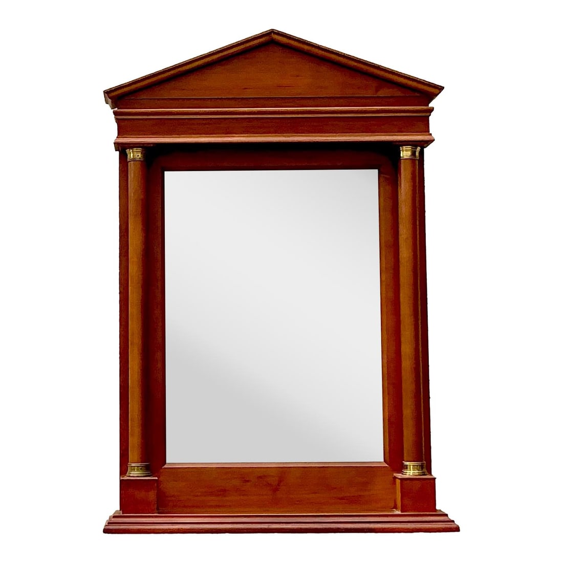 Vintage Boho Brass Cuff Mirror 30 x 43.5 Unique Design: Vintage Boho Brass Cuff Mirror 30 x 43.5 Unique Design Enhance your space with this vintage brass cuff pediment mirror. The striking brass frame showcases a unique cuffed pediment design, infusing an