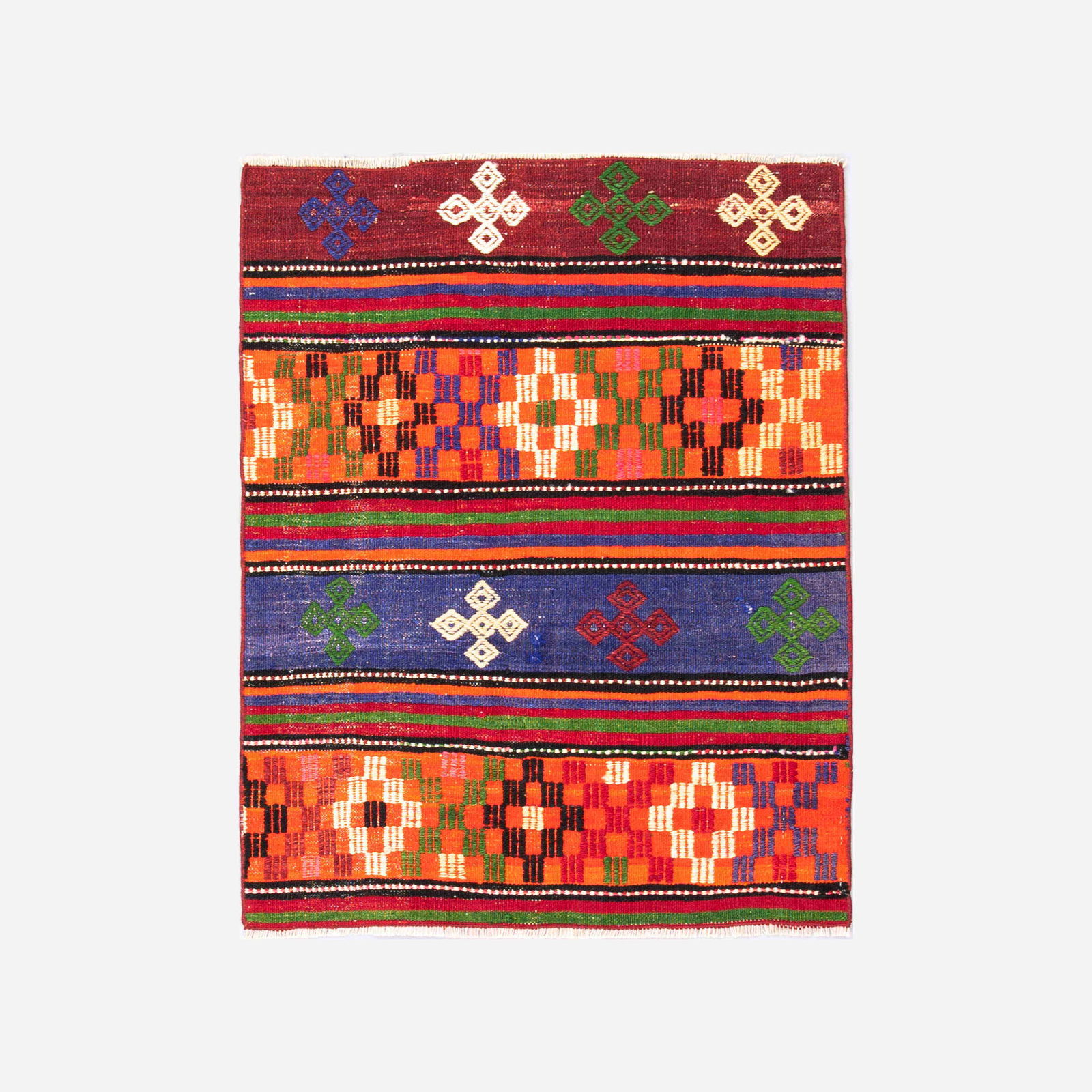 Authentic Handmade Anadol Wool Kilim 33.1 x 42.1: Authentic Handmade Anadol Wool Kilim 33.1 x 42.1 Discover the beauty of this Authentic Handmade Anadol Wool on Wool Kilim, showcasing the rich tradition of Anadol craftsmanship. This exquisite piece i